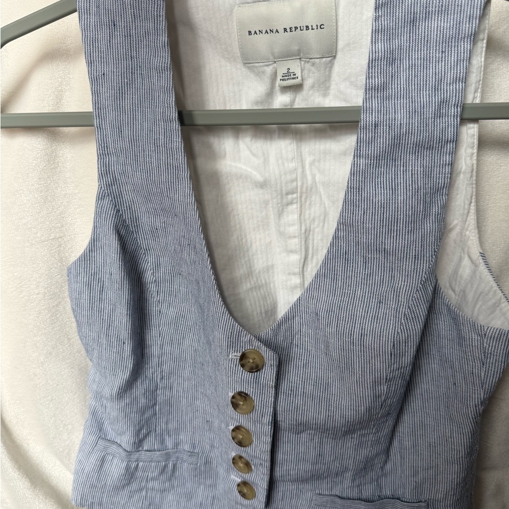 Banana Republic Navy Pinstripe Vest